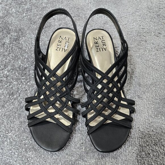 Naturalizer Remix Black Fabric Strappy Wedge Sandals Beachy Capsule - Picture 2 of 12